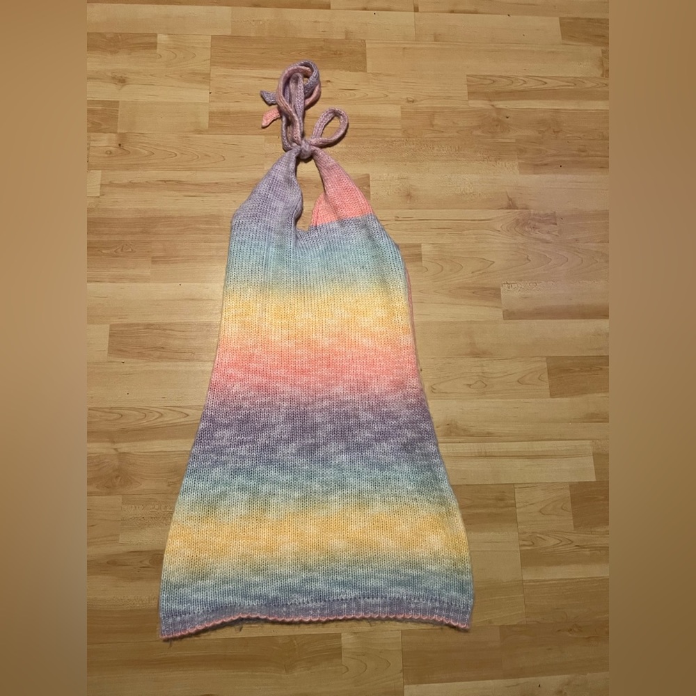princess polly rainbow knit halter dress